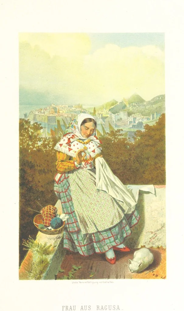 An illustration from Die Serben an der Adria. Ihre Typen und Trachten. [By Louis Salvator, Archduke of Austria, 1870, leaf 55