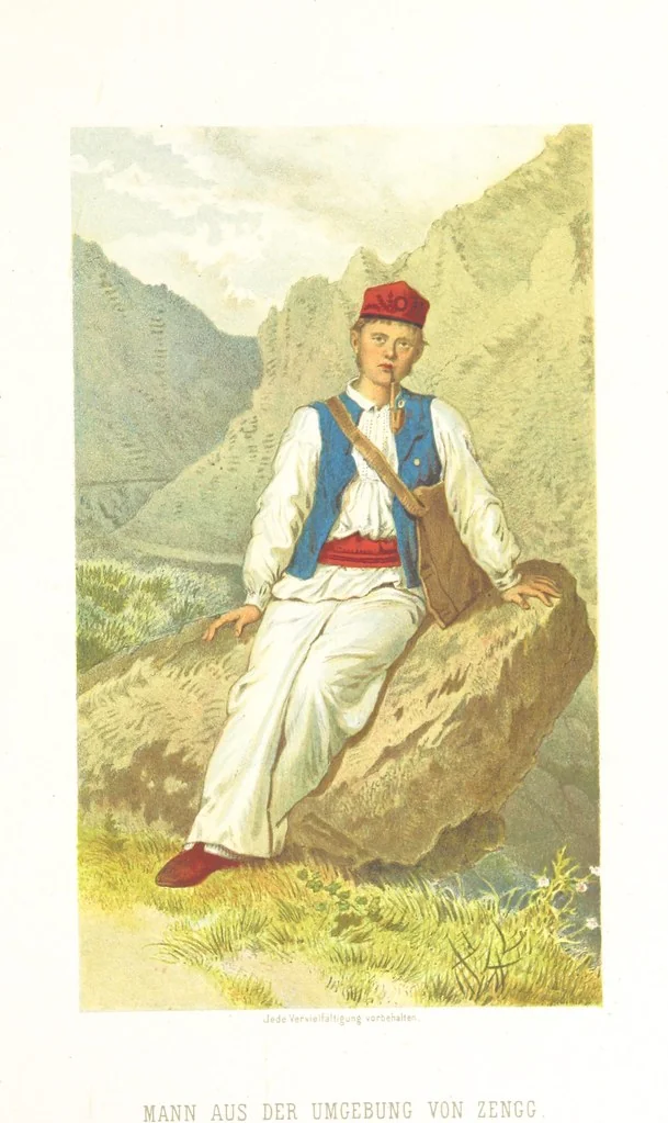 An illustration from Die Serben an der Adria. Ihre Typen und Trachten. [By Louis Salvator, Archduke of Austria, 1870, leaf 59