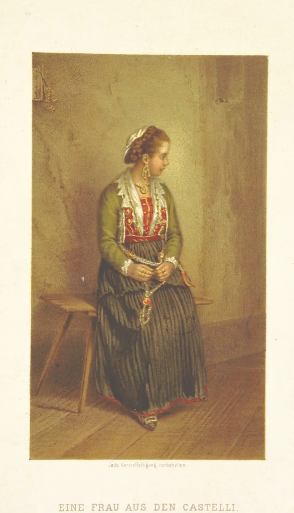 An illustration from Die Serben an der Adria. Ihre Typen und Trachten. [By Louis Salvator, Archduke of Austria, 1870, leaf 87