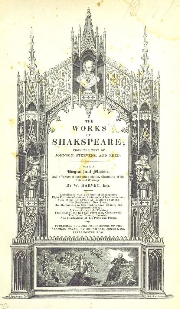 An illustration from The Works of Shakspeare; from the text of Johnson, Steevens, and Reed. With a biographical memoir, and a variety of interesting matter, illustrative of his life and writings. By W. Harvey, 1825, leaf 9