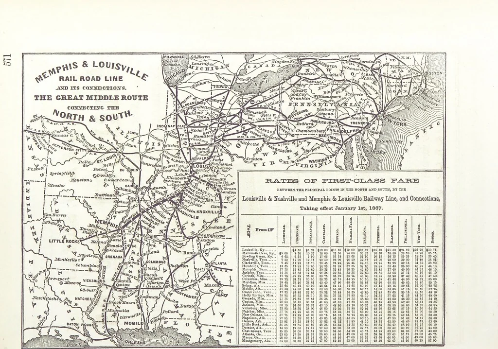 An illustration from Sheppard's Shippers' Guide to the South and West, embracing twenty-three states, Ohio, Indiana, Illinois, etc, 1867, leaf 667
