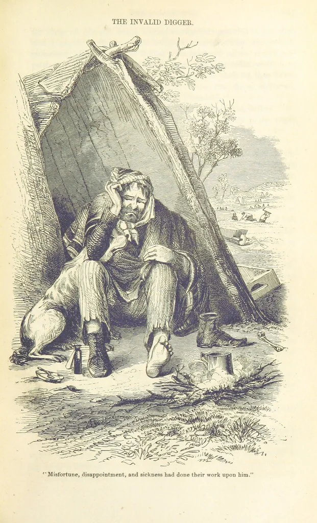 An illustration from Adventures of a Gold-Digger ... Illustrated, etc. [A reissue of “The Gold-Finder of Australia.”, 1856, leaf 199