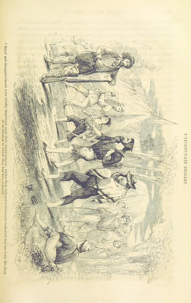 An illustration from Adventures of a Gold-Digger ... Illustrated, etc. [A reissue of “The Gold-Finder of Australia.”, 1856, leaf 415