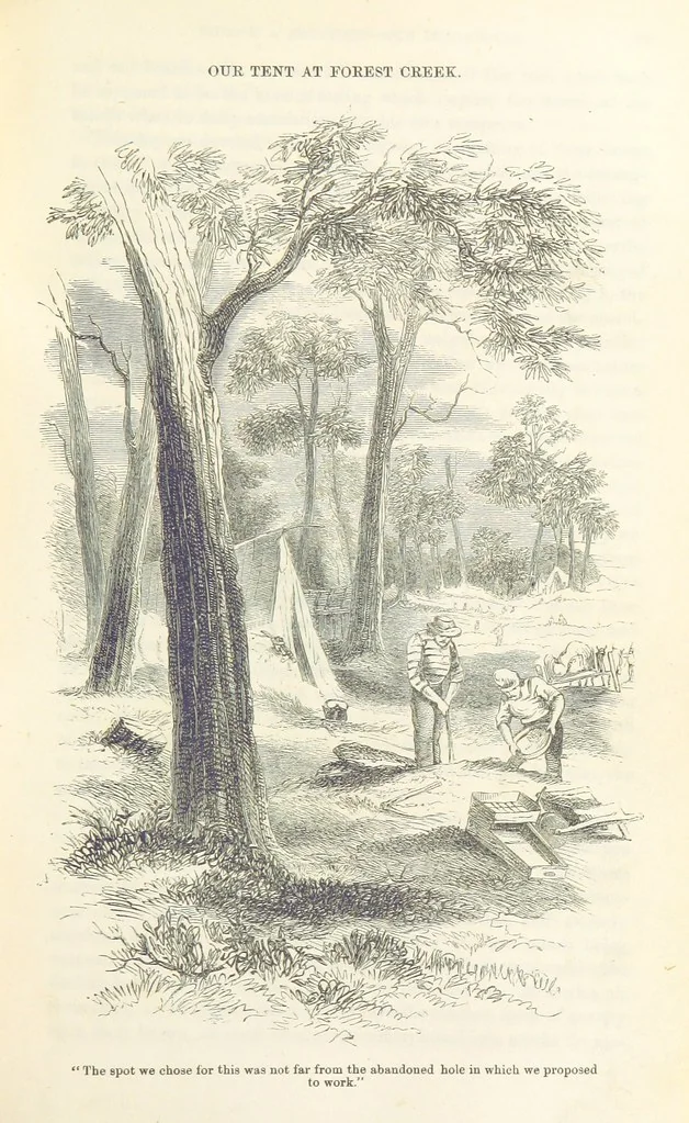 An illustration from Adventures of a Gold-Digger ... Illustrated, etc. [A reissue of “The Gold-Finder of Australia.”, 1856, leaf 93