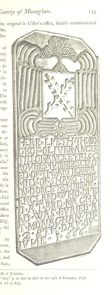 An illustration from The History of the County of Monaghan, 1879, leaf 181