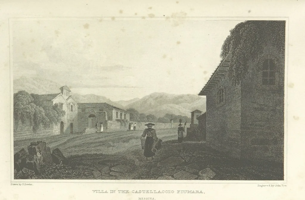 An illustration from The Scenery of Sicily. [Engravings. After drawings by peter De Wint, from sketches by William Light, 1825, leaf 103