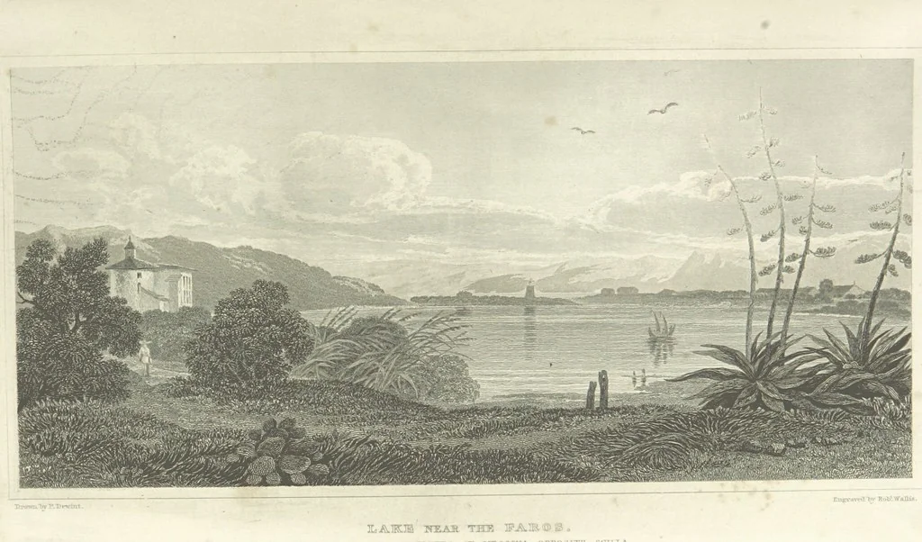 An illustration from The Scenery of Sicily. [Engravings. After drawings by peter De Wint, from sketches by William Light, 1825, leaf 105