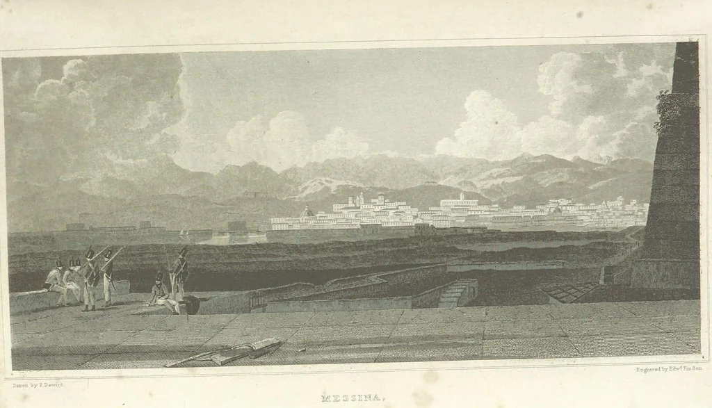 An illustration from The Scenery of Sicily. [Engravings. After drawings by peter De Wint, from sketches by William Light, 1825, leaf 107