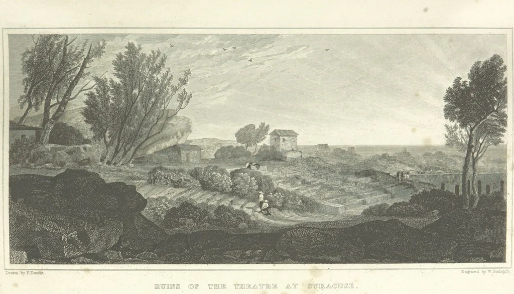 An illustration from The Scenery of Sicily. [Engravings. After drawings by peter De Wint, from sketches by William Light, 1825, leaf 109