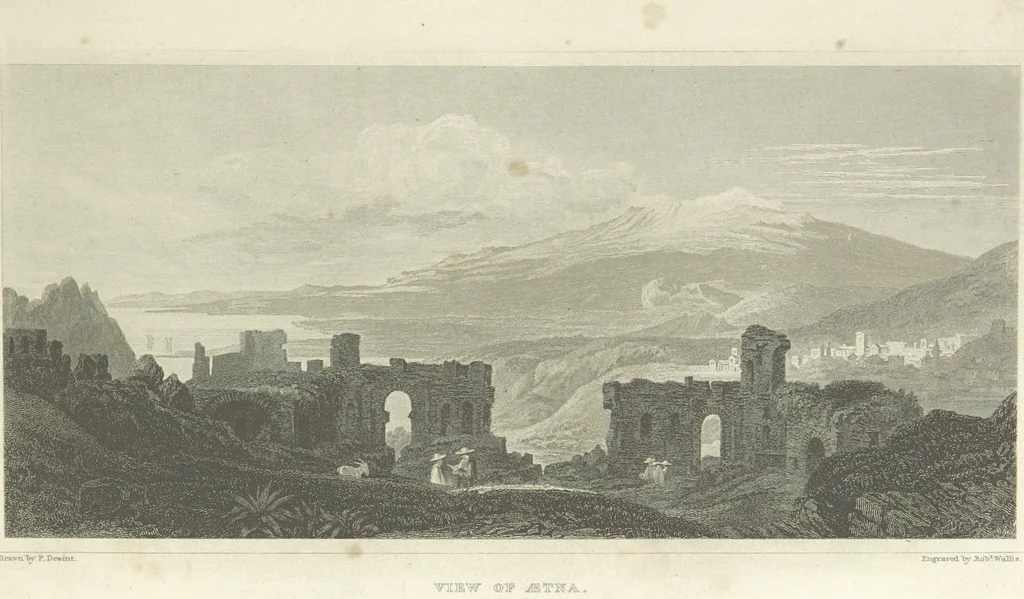 An illustration from The Scenery of Sicily. [Engravings. After drawings by peter De Wint, from sketches by William Light, 1825, leaf 25