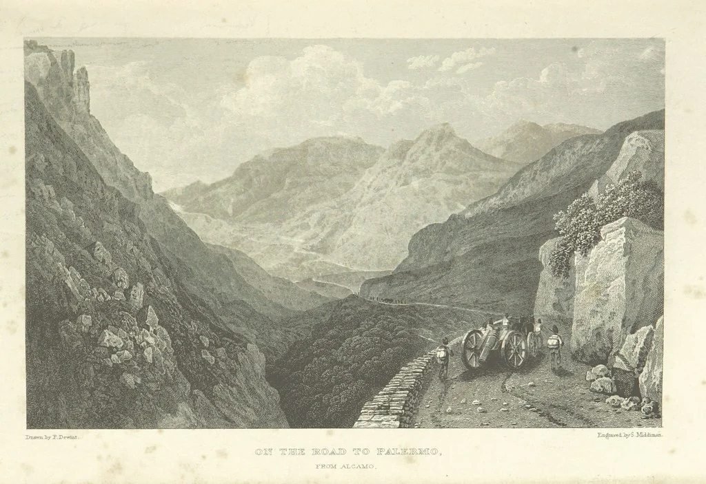 An illustration from The Scenery of Sicily. [Engravings. After drawings by peter De Wint, from sketches by William Light, 1825, leaf 29