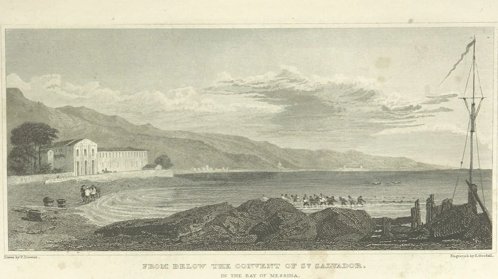 An illustration from The Scenery of Sicily. [Engravings. After drawings by peter De Wint, from sketches by William Light, 1825, leaf 31