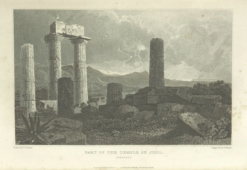 An illustration from The Scenery of Sicily. [Engravings. After drawings by peter De Wint, from sketches by William Light, 1825, leaf 33