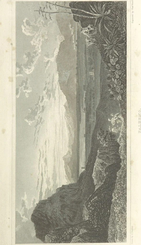 An illustration from The Scenery of Sicily. [Engravings. After drawings by peter De Wint, from sketches by William Light, 1825, leaf 39