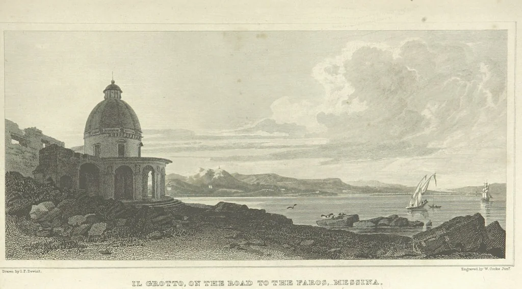 An illustration from The Scenery of Sicily. [Engravings. After drawings by peter De Wint, from sketches by William Light, 1825, leaf 45