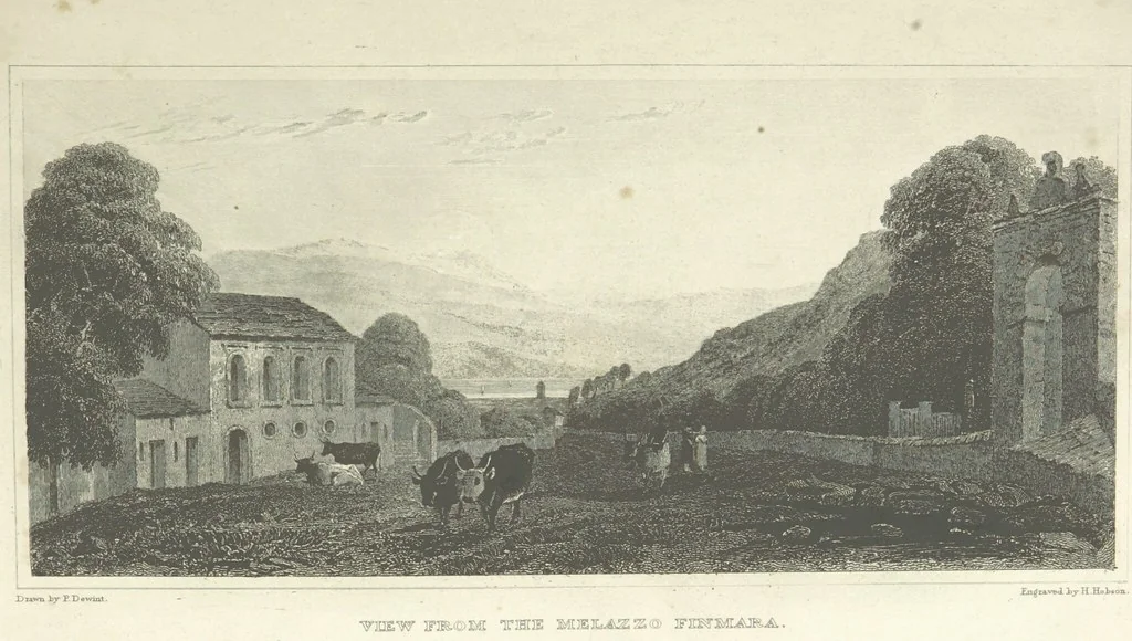 An illustration from The Scenery of Sicily. [Engravings. After drawings by peter De Wint, from sketches by William Light, 1825, leaf 55