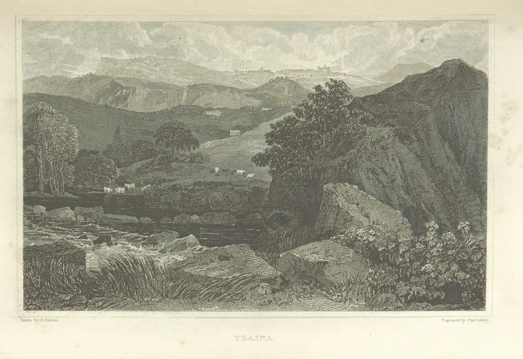 An illustration from The Scenery of Sicily. [Engravings. After drawings by peter De Wint, from sketches by William Light, 1825, leaf 57
