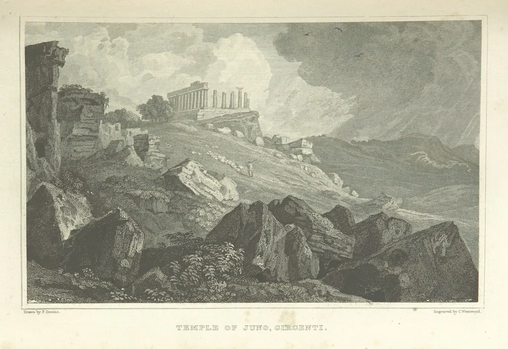 An illustration from The Scenery of Sicily. [Engravings. After drawings by peter De Wint, from sketches by William Light, 1825, leaf 61
