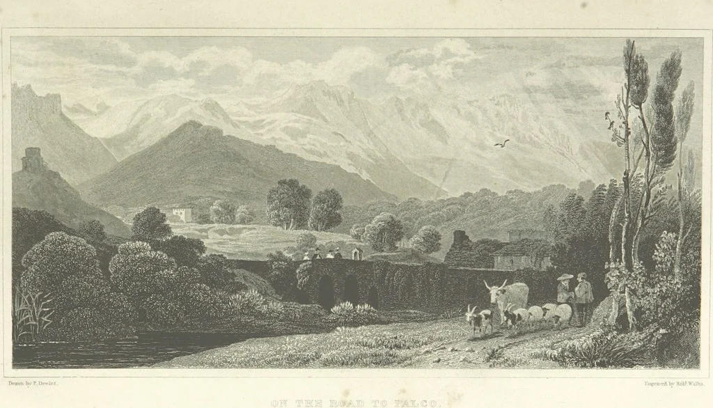 An illustration from The Scenery of Sicily. [Engravings. After drawings by peter De Wint, from sketches by William Light, 1825, leaf 63