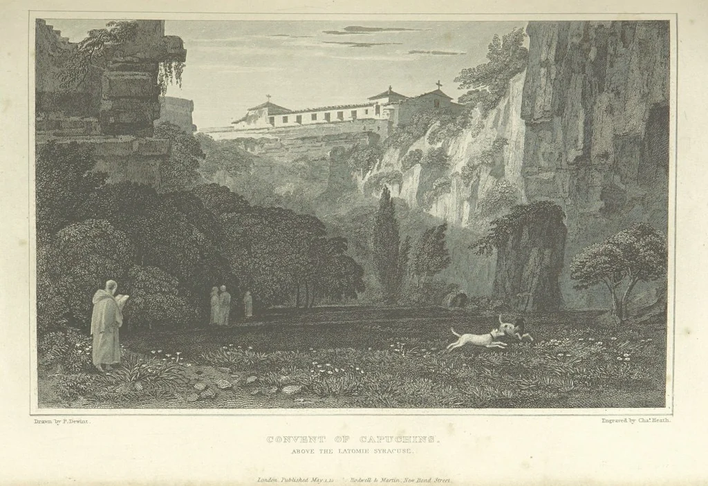 An illustration from The Scenery of Sicily. [Engravings. After drawings by peter De Wint, from sketches by William Light, 1825, leaf 65