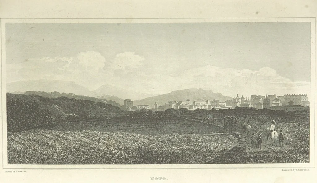 An illustration from The Scenery of Sicily. [Engravings. After drawings by peter De Wint, from sketches by William Light, 1825, leaf 67