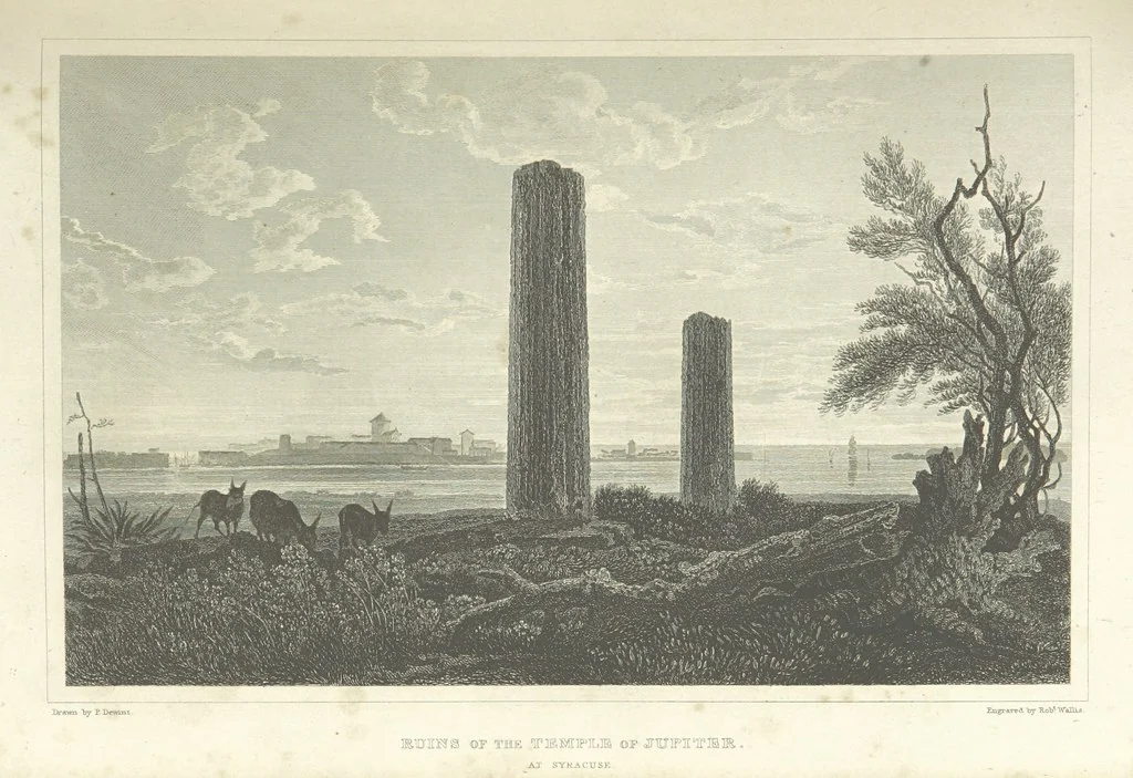 An illustration from The Scenery of Sicily. [Engravings. After drawings by peter De Wint, from sketches by William Light, 1825, leaf 73