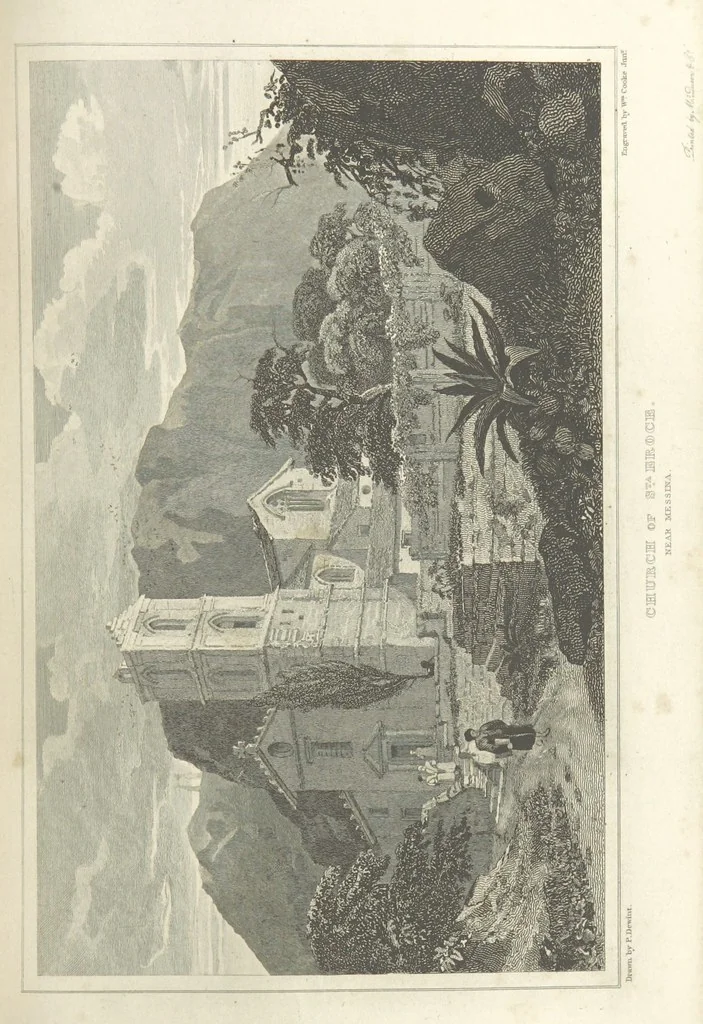 An illustration from The Scenery of Sicily. [Engravings. After drawings by peter De Wint, from sketches by William Light, 1825, leaf 75