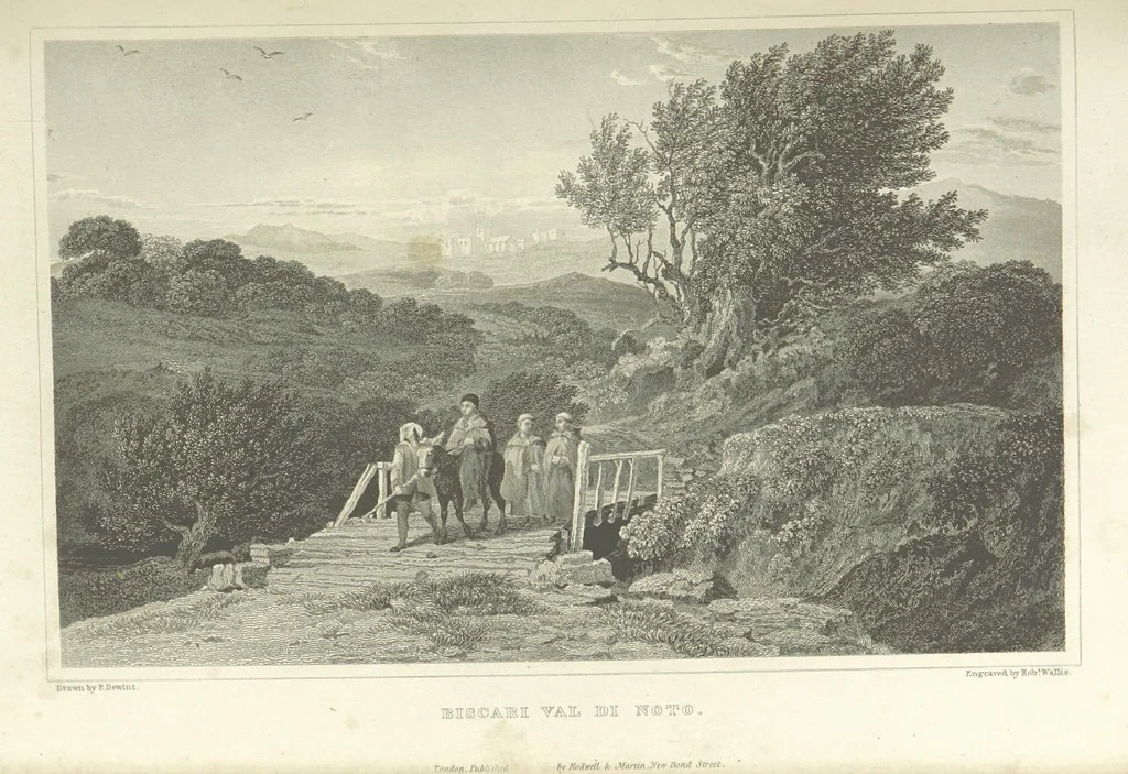An illustration from The Scenery of Sicily. [Engravings. After drawings by peter De Wint, from sketches by William Light, 1825, leaf 77