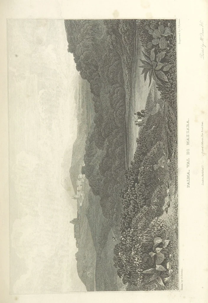 An illustration from The Scenery of Sicily. [Engravings. After drawings by peter De Wint, from sketches by William Light, 1825, leaf 79