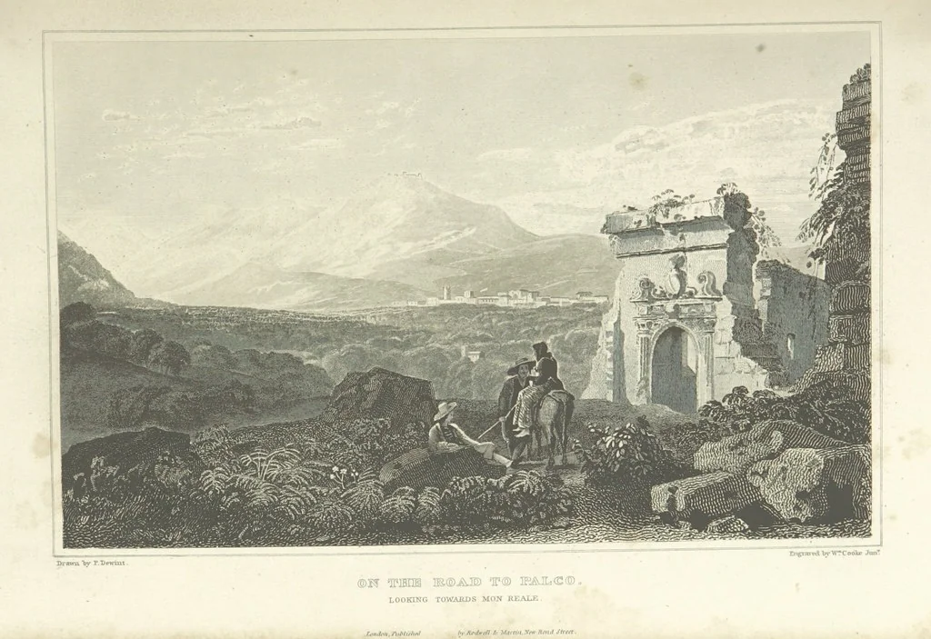 An illustration from The Scenery of Sicily. [Engravings. After drawings by peter De Wint, from sketches by William Light, 1825, leaf 81