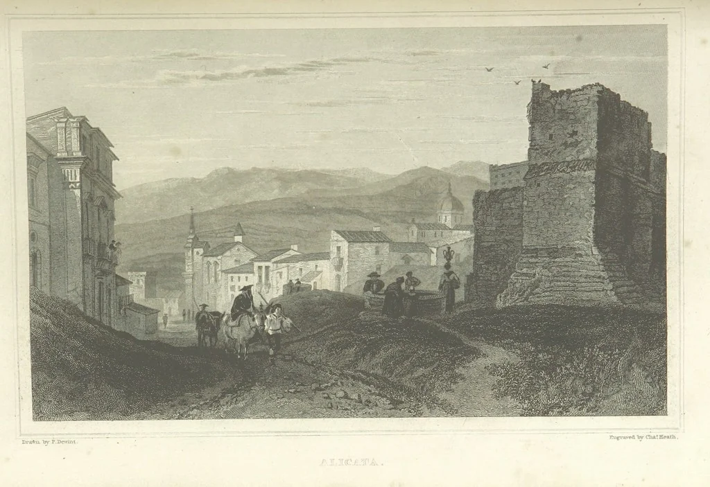 An illustration from The Scenery of Sicily. [Engravings. After drawings by peter De Wint, from sketches by William Light, 1825, leaf 95