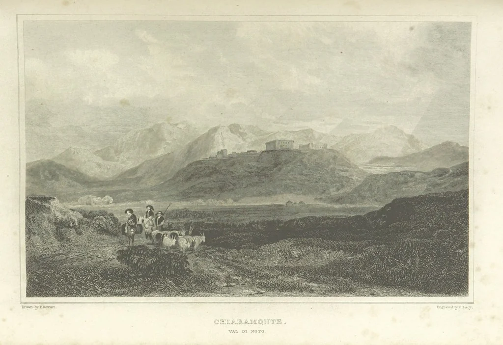 An illustration from The Scenery of Sicily. [Engravings. After drawings by peter De Wint, from sketches by William Light, 1825, leaf 97