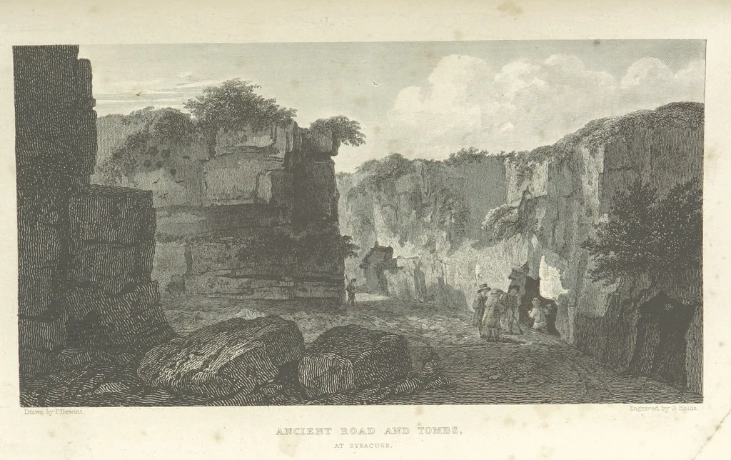 An illustration from The Scenery of Sicily. [Engravings. After drawings by peter De Wint, from sketches by William Light, 1825, leaf 99