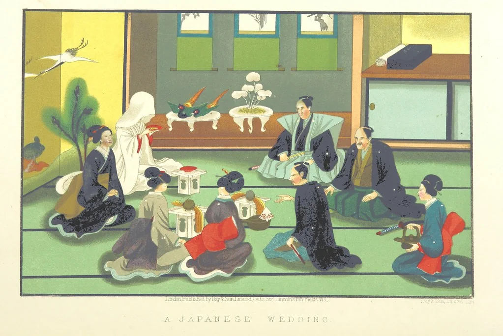 An illustration from Sketches of Japanese Manners and Customs ... Illustrated by native drawings, reproduced in fac-simile by means of chromo-lithography, 1867, leaf 36