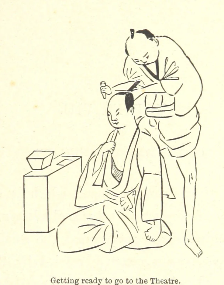 An illustration from Sketches of Japanese Manners and Customs ... Illustrated by native drawings, reproduced in fac-simile by means of chromo-lithography, 1867, leaf 83