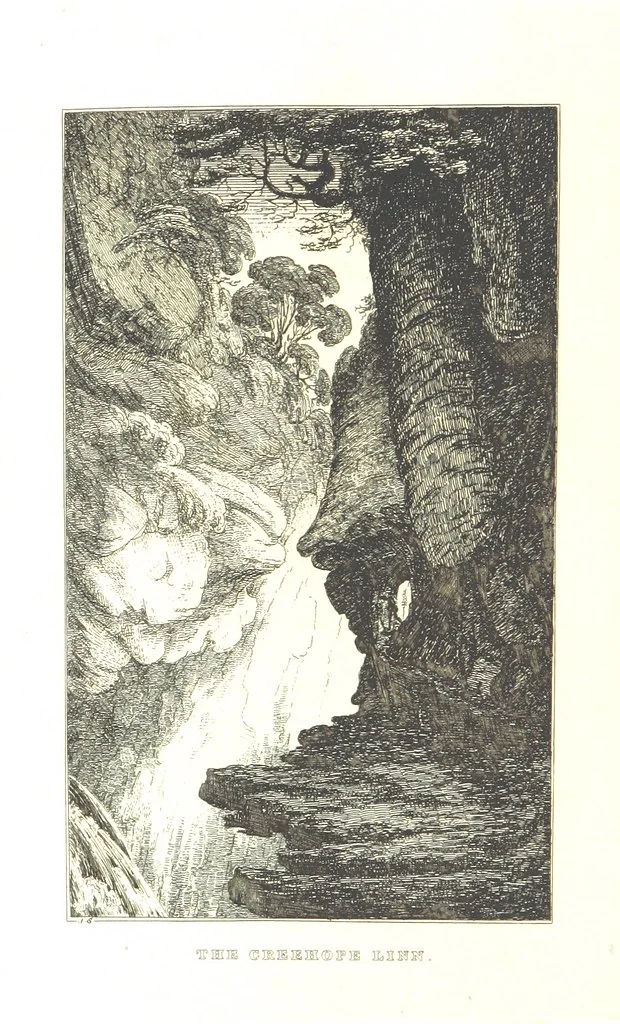 An illustration from A Series of Sketches of the existing localities alluded to in the Waverley Novels. Etched from original drawings by J. Skene, 1829, leaf 144