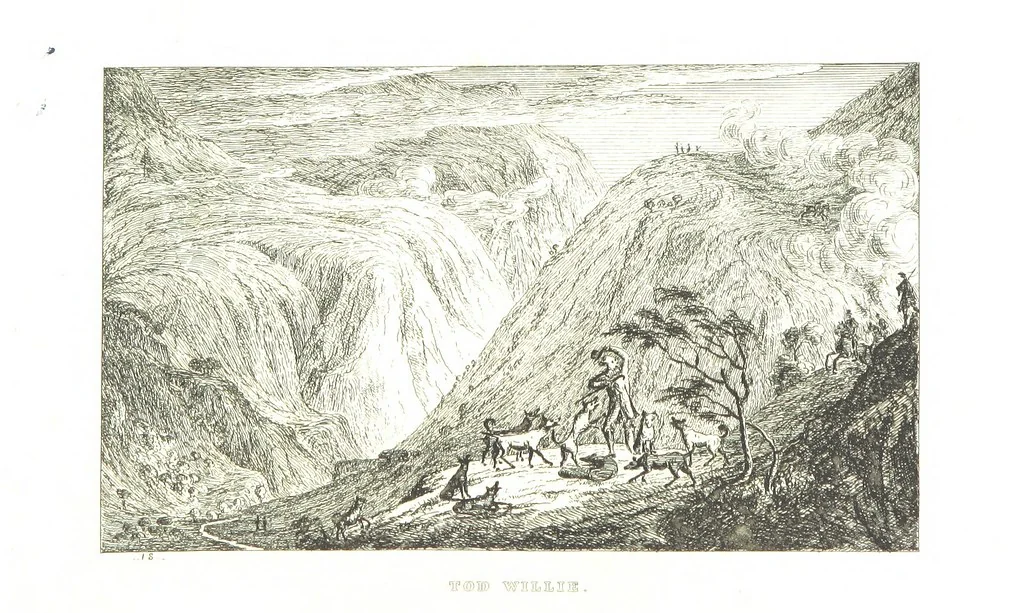An illustration from A Series of Sketches of the existing localities alluded to in the Waverley Novels. Etched from original drawings by J. Skene, 1829, leaf 52