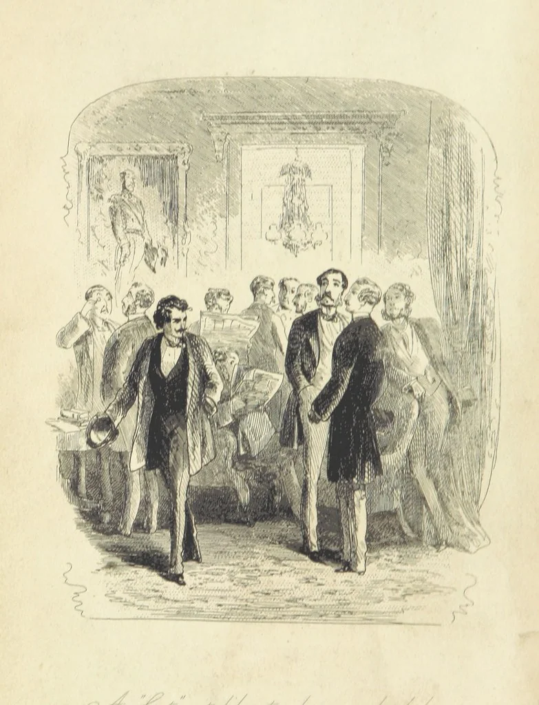 An illustration from Harry Coverdale's Courtship, and all that came of it. ... With illustrations by Phiz, 1854, leaf 12