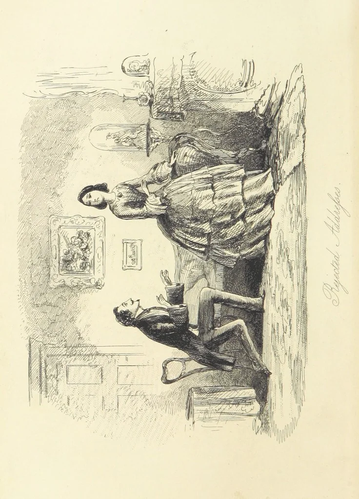 An illustration from Harry Coverdale's Courtship, and all that came of it. ... With illustrations by Phiz, 1854, leaf 460