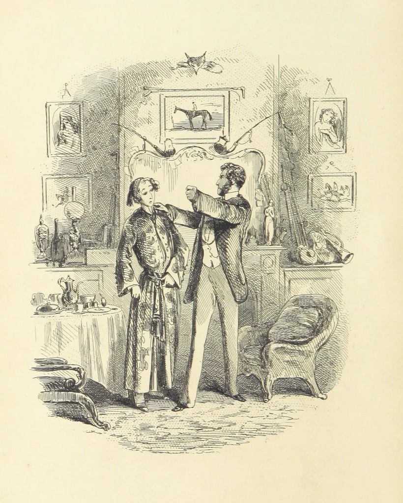 An illustration from Harry Coverdale's Courtship, and all that came of it. ... With illustrations by Phiz, 1854, leaf 496