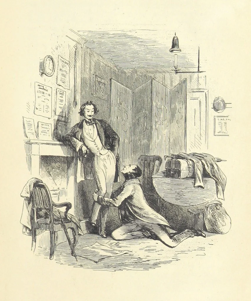 An illustration from Harry Coverdale's Courtship, and all that came of it. ... With illustrations by Phiz, 1854, leaf 551