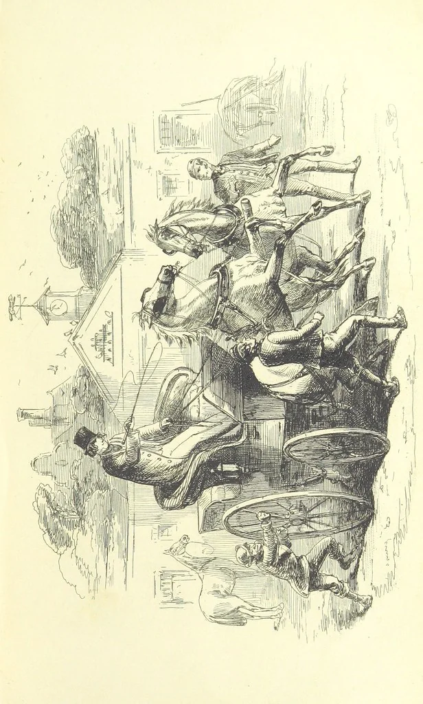 An illustration from Lewis Arundel; or the Railroad of Life ... With illustrations by Phiz [i.e. H. K. Browne, 1852, leaf 181