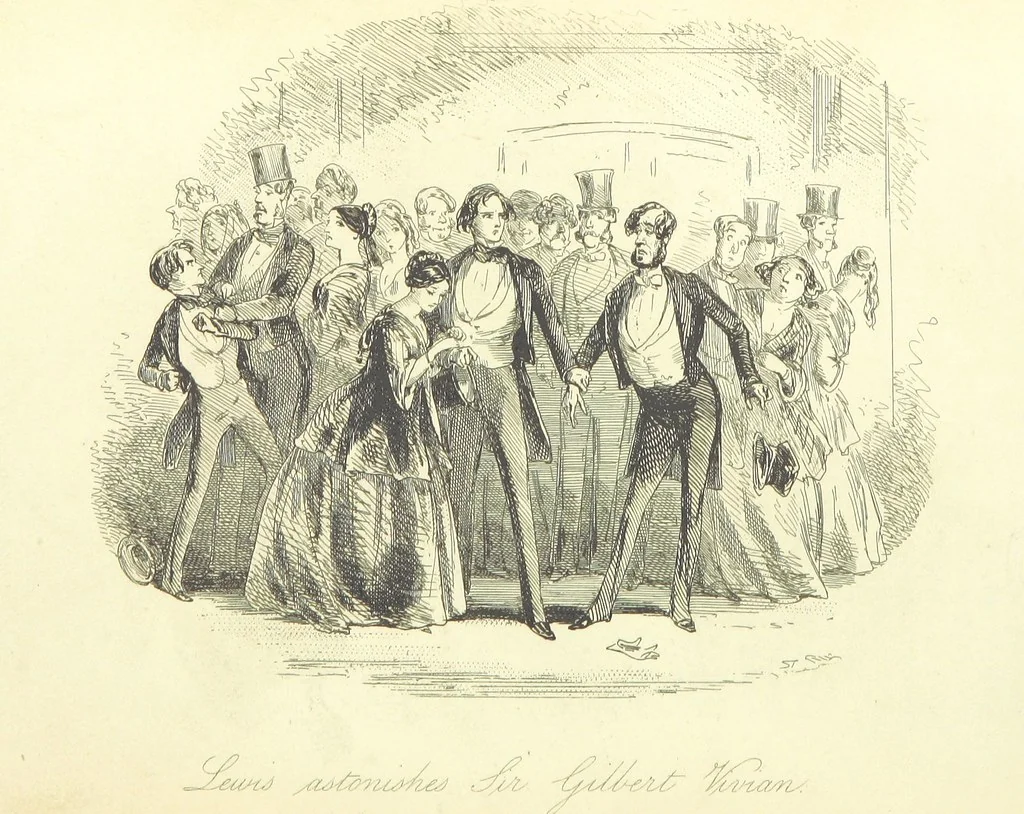 An illustration from Lewis Arundel; or the Railroad of Life ... With illustrations by Phiz [i.e. H. K. Browne, 1852, leaf 424