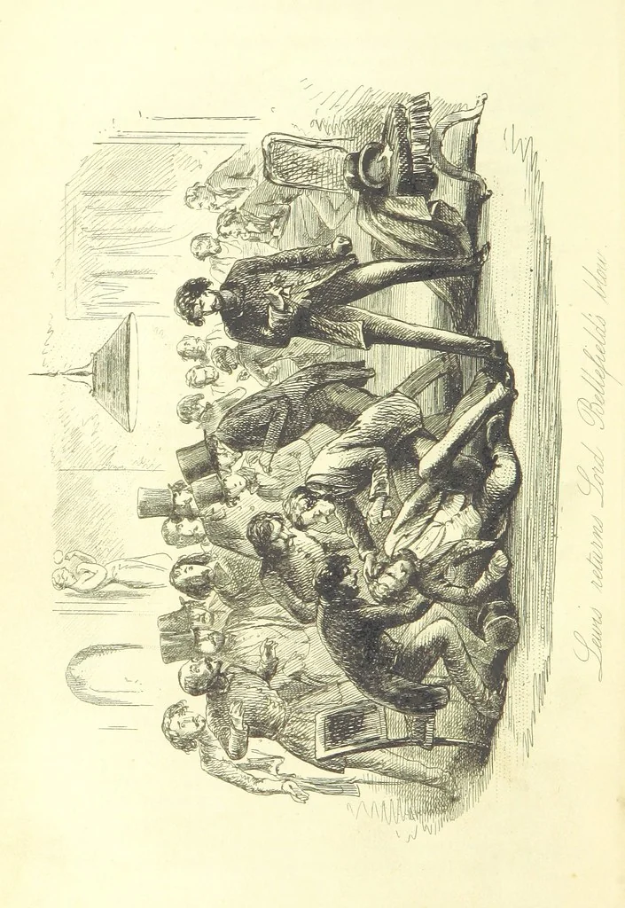 An illustration from Lewis Arundel; or the Railroad of Life ... With illustrations by Phiz [i.e. H. K. Browne, 1852, leaf 674