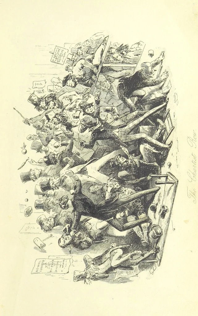 An illustration from Lewis Arundel; or the Railroad of Life ... With illustrations by Phiz [i.e. H. K. Browne, 1852, leaf 69