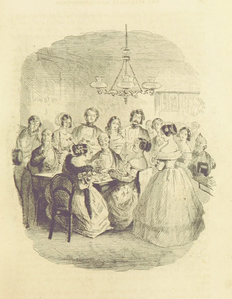 An illustration from The Struggles and Adventures of Christopher Tadpole at home and abroad. Illustrated by Leech, 1848, leaf 105