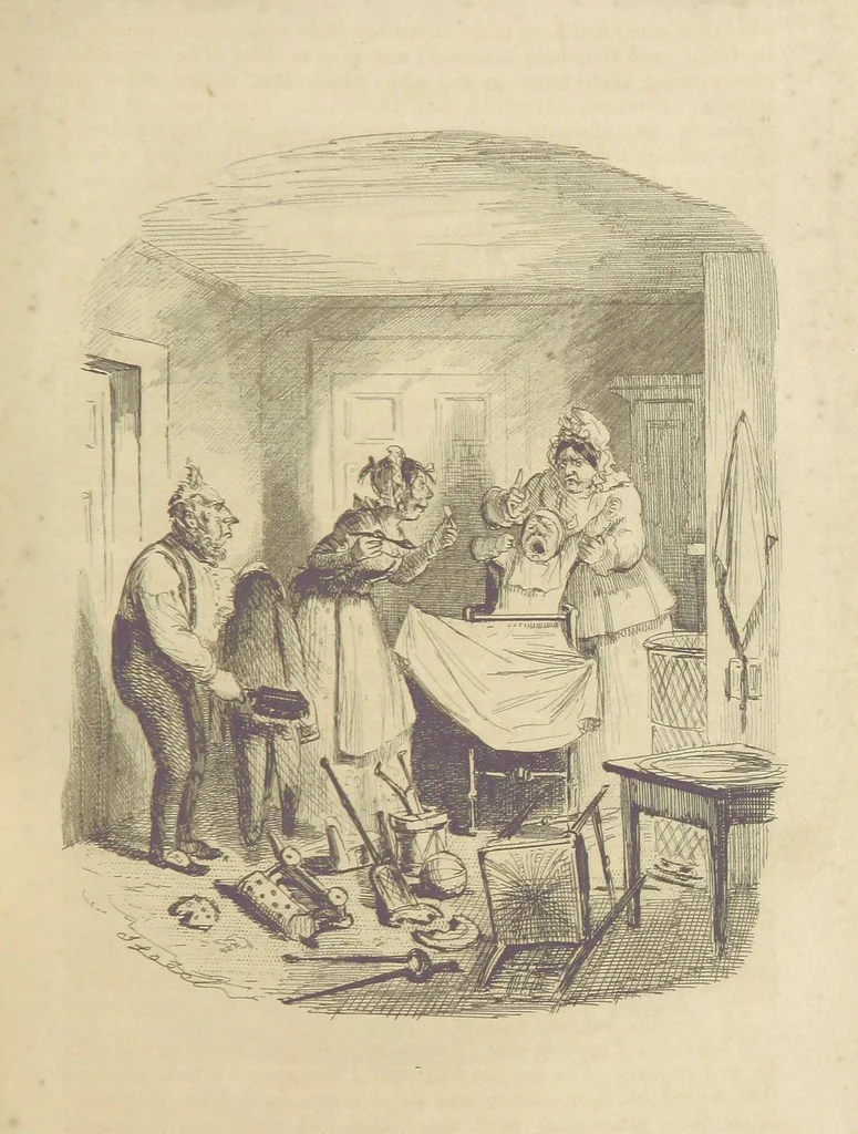 An illustration from The Struggles and Adventures of Christopher Tadpole at home and abroad. Illustrated by Leech, 1848, leaf 165
