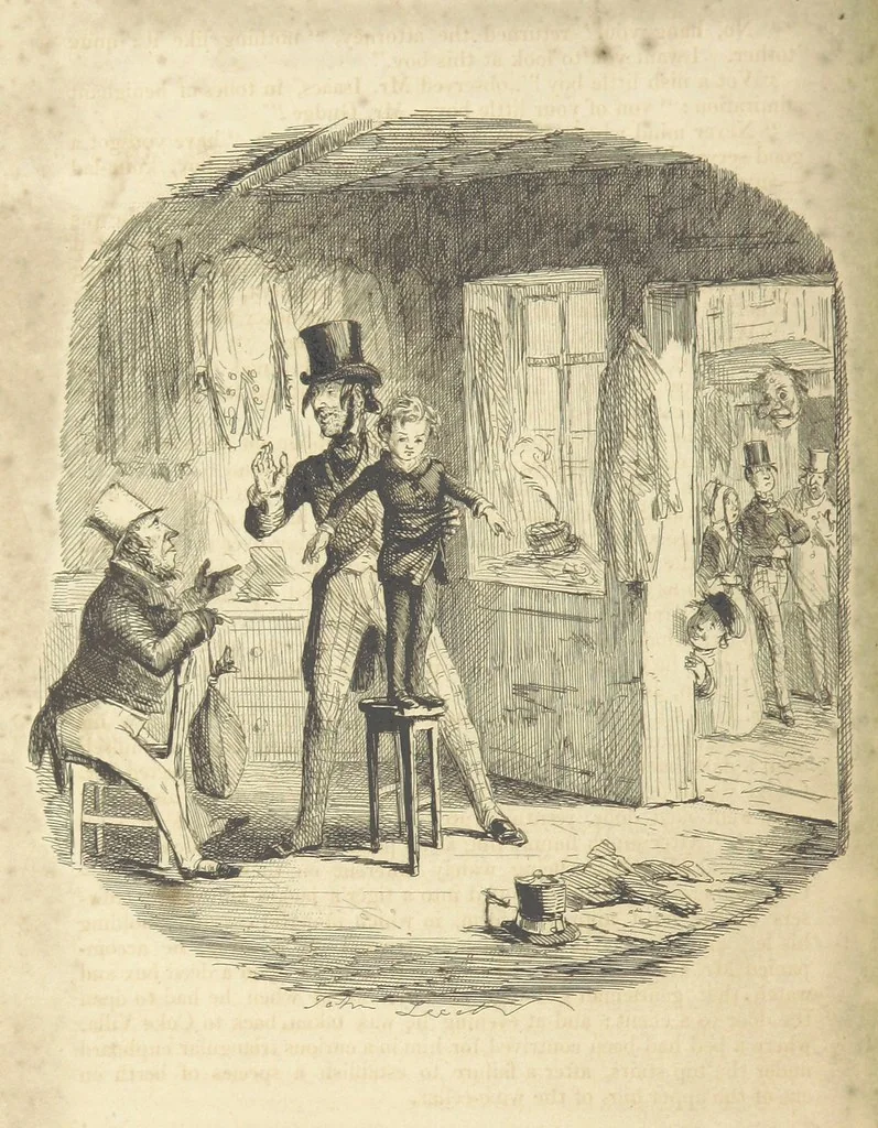 An illustration from The Struggles and Adventures of Christopher Tadpole at home and abroad. Illustrated by Leech, 1848, leaf 204