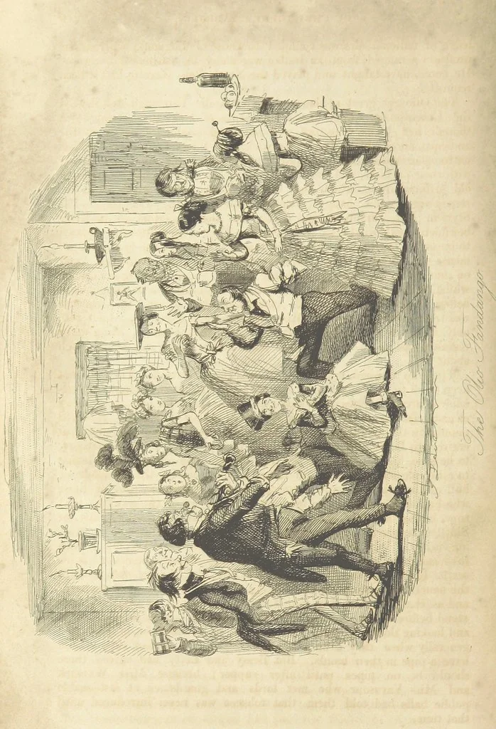An illustration from The Struggles and Adventures of Christopher Tadpole at home and abroad. Illustrated by Leech, 1848, leaf 264