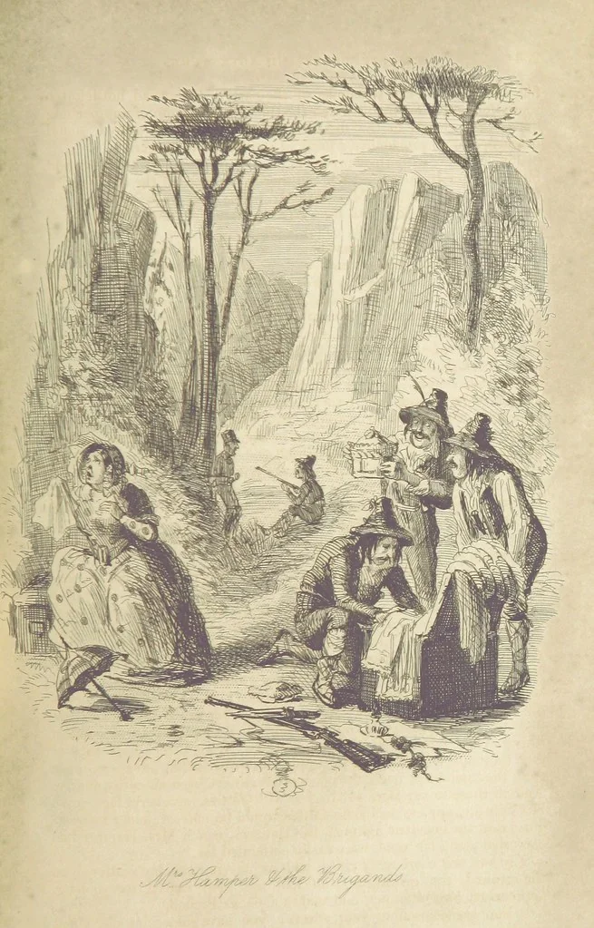 An illustration from The Struggles and Adventures of Christopher Tadpole at home and abroad. Illustrated by Leech, 1848, leaf 303